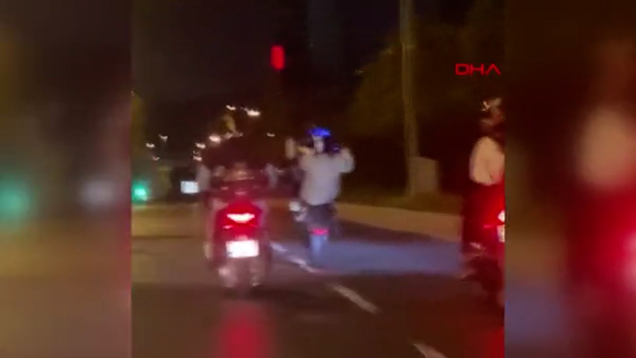 Şişli'de motosikletlinin tek teker üzerinde yolculuğu kamerada!