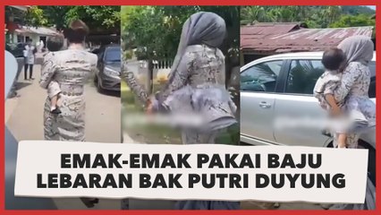 Emak-emak Pakai Baju Lebaran bak Putri Duyung Saat Halalbihalal Keliling Kampung, Warganet Geregetan Sendiri