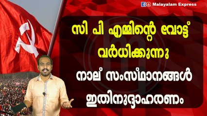 സി പി എമ്മിന്റെ വോട്ട് വർധിക്കുന്നുനാല് സംസ്ഥാനങ്ങൾഇതിനുദ്ദാഹരണം
