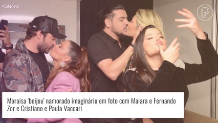 Maraisa surge em foto com casais e beija 'namorado imaginário'. Veja reação dos artistas!