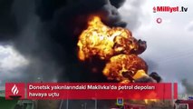 Donetsk'te petrol deposu havaya uçtu!