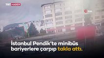 İstanbul'da minibüs bariyerlere çarparak takla attı