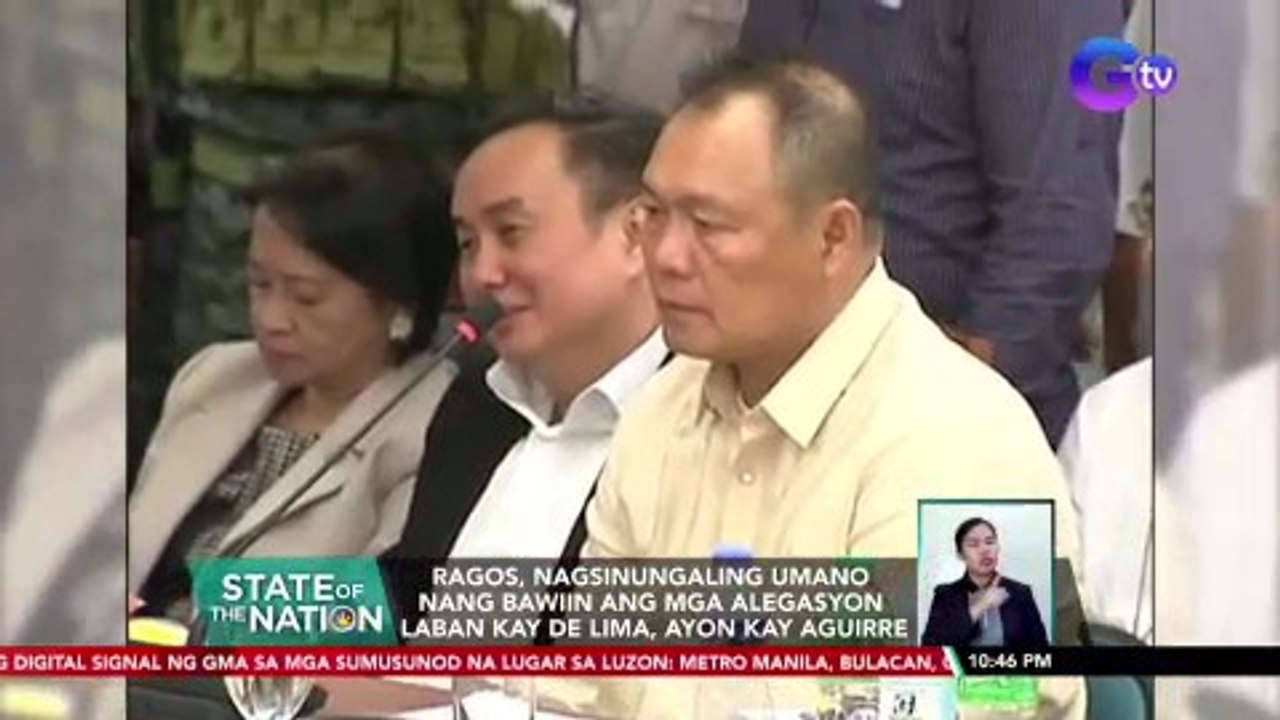 Ragos, nagsinungaling umano nang bawiin ang mga alegasyon laban kay De Lima, ayon kay Aguirre | SONA