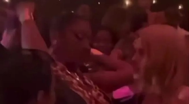 Megan Thee Stallion ducks as Cara Delevingne tried to lick her on the face