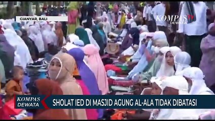 Diikuti Ribuan Jemaah, Sholat Ied Di Masjid Agung Al-Ala Gianyar Tidak Dibatasi