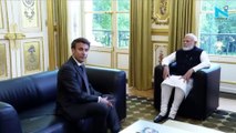 PM Modi receives warm welcome from French President Macron in Paris