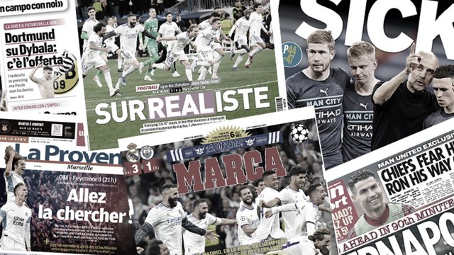 La presse anglaise dévastée après la terrible élimination de Manchester City, le Real Madrid de Karim Benzema célébré partout en Europe
