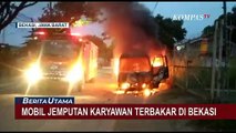 Berawal dari Percikan Api, Mobil Jemputan Karyawan Ludes Terbakar di Bekasi!