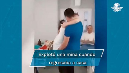 Tras perder ambas piernas en explosión, enfermera ucraniana difunde baile nupcial desde el hospital