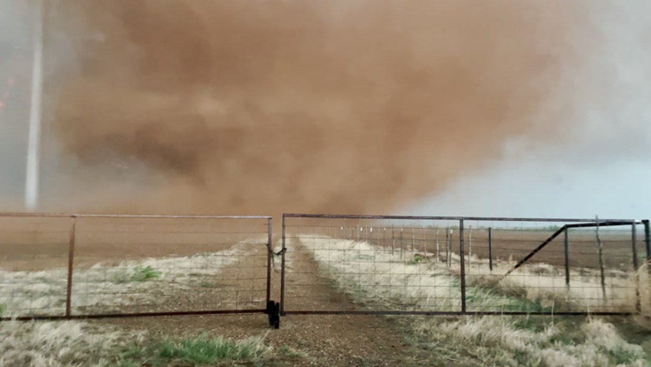 Tornadoes barrel through fields in Texas