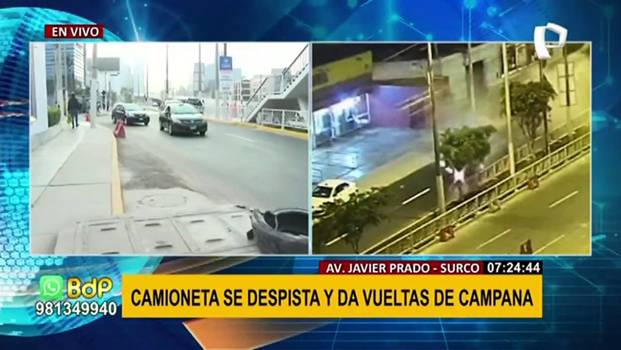Surco: Camioneta choca y da vueltas de campana en la avenida Javier Prado