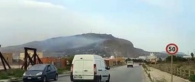 Erice in fiamme vista dalla dorsale Zir a Trapani