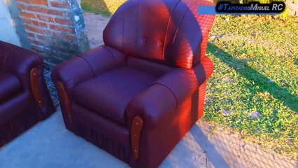 UPHOLSTERY OF ARMCHAIRS FROM FABRIC TO VINYL