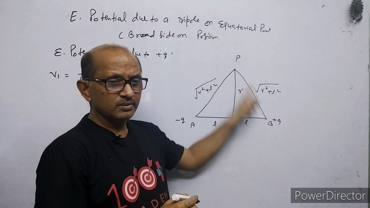 XII-Physics:(2.3) Electric Potential due to Electric Dipole in Equatorial position..By- A. Prakash.