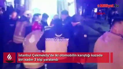 Çarpışan otomobillerden biri iş yerine girdi, kaza anı kameraya yansıdı