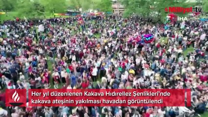Edirne’de ‘Kakava ateşi’ havadan görüntülendi