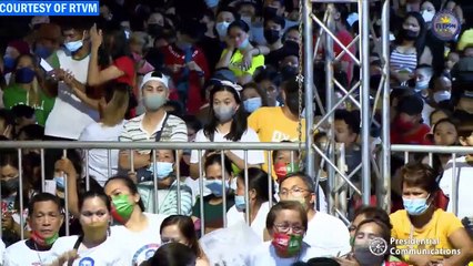 President Rodrigo Roa Duterte graces the Hugpong ng Pagbabago - Hugpong sa Tawong Lungsod (HNP-HTL) miting de avance at the San Pedro Square in Davao City on May 6, 2022.