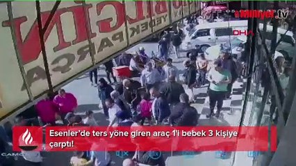 Ters yöne giren araç 1'i bebek 3 kişiye çarptı!