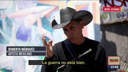 Artista mexicano pinta El Guernica, obra de Picasso, en Irpín, Ucrania