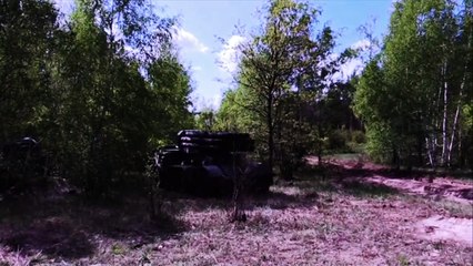 Multiple launch rocket system "Hurricane" of the Russian Armed Forces is working on a target in the Donbass