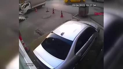 İSTANBUL-MALTEPE'DE TAKSİNİN ÇARPTIĞI BİSİKLETLİ ÇOCUK YARALANDI; O ANLAR KAMERADA