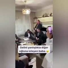 Gelini yanlışlıkla diğer oğluna isteyen babanın videosu viral oldu