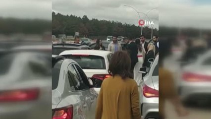 Trafik magandaları yol kapatıp havaya ateş açtı