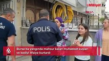 Yangında mahsur kalan muhabbet kuşları ve kediyi itfaiye kurtardı