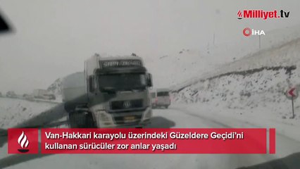Van'da Güzeldere Geçidi'nde onlarca araç mahsur kaldı