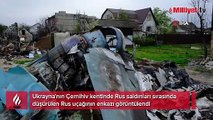 Ukrayna'da düşürülen Rus uçağının enkazı görüntülendi