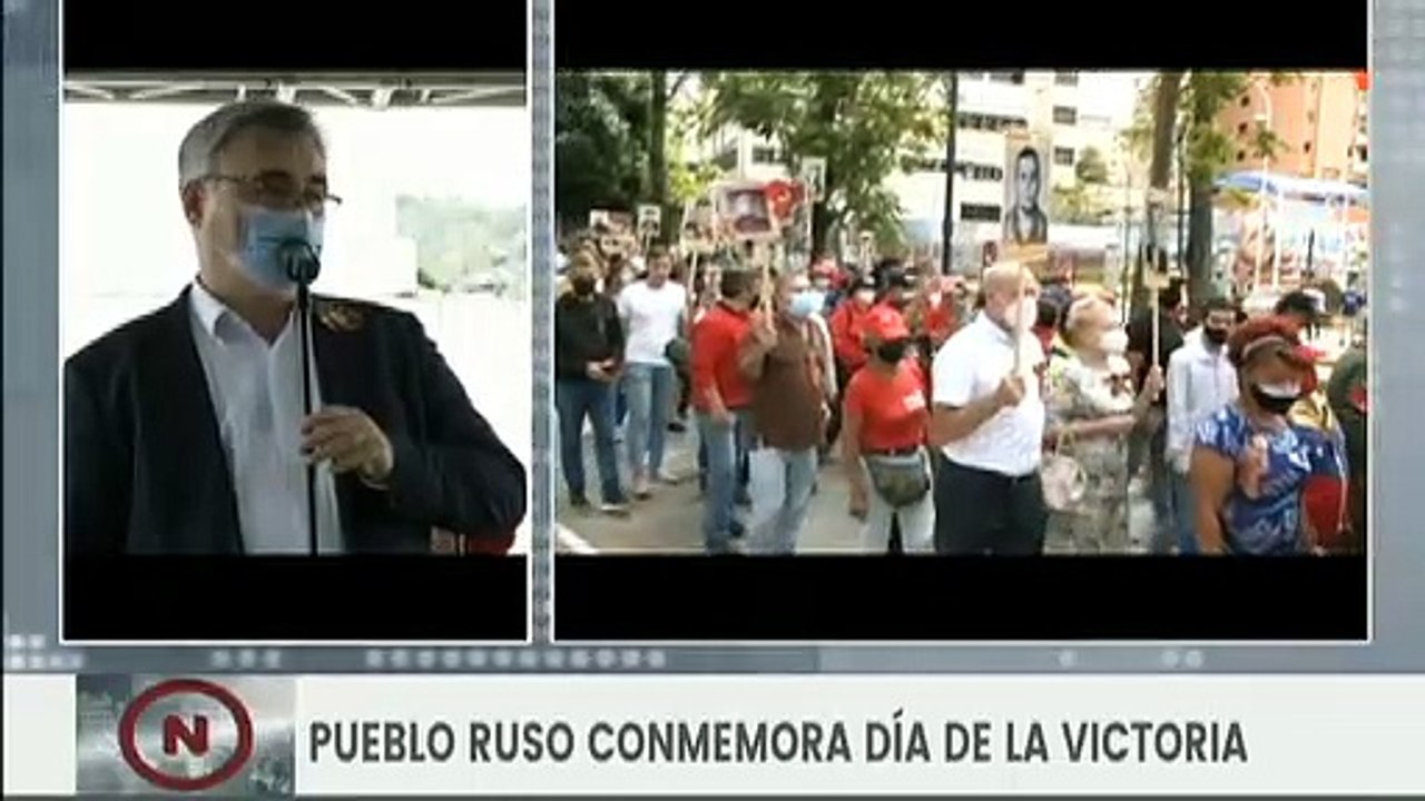 Ciudadanos rusos en Venezuela celebran por primera vez la marcha del Regimiento Inmortal en Caracas