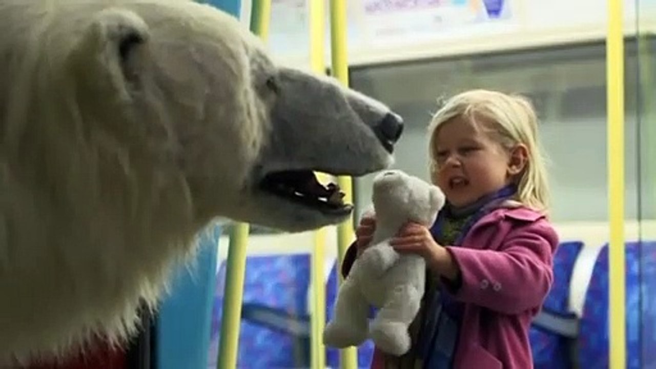 A Polar Bear walks through Central London in UK