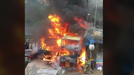 경기 남양주 주차장에서 불...트럭 2대·컨테이너 피해 / YTN