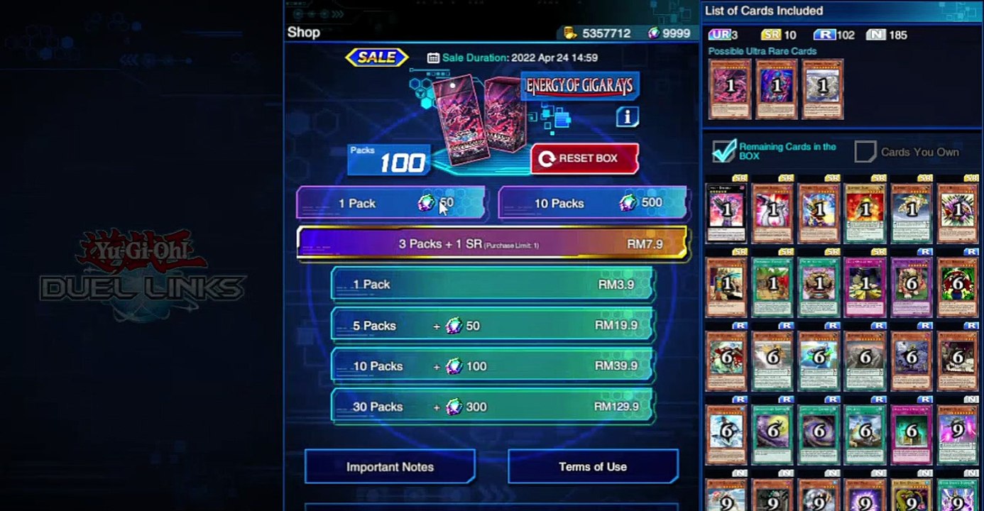 YuGiOh Duel Links - No.39th Mini Box Energy of Gigarays Unbox!