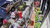 Pedestrians Play Hopscotch on Sidewalk