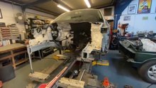 Repairing Crashed Audi A1 front rails on the Celette bench