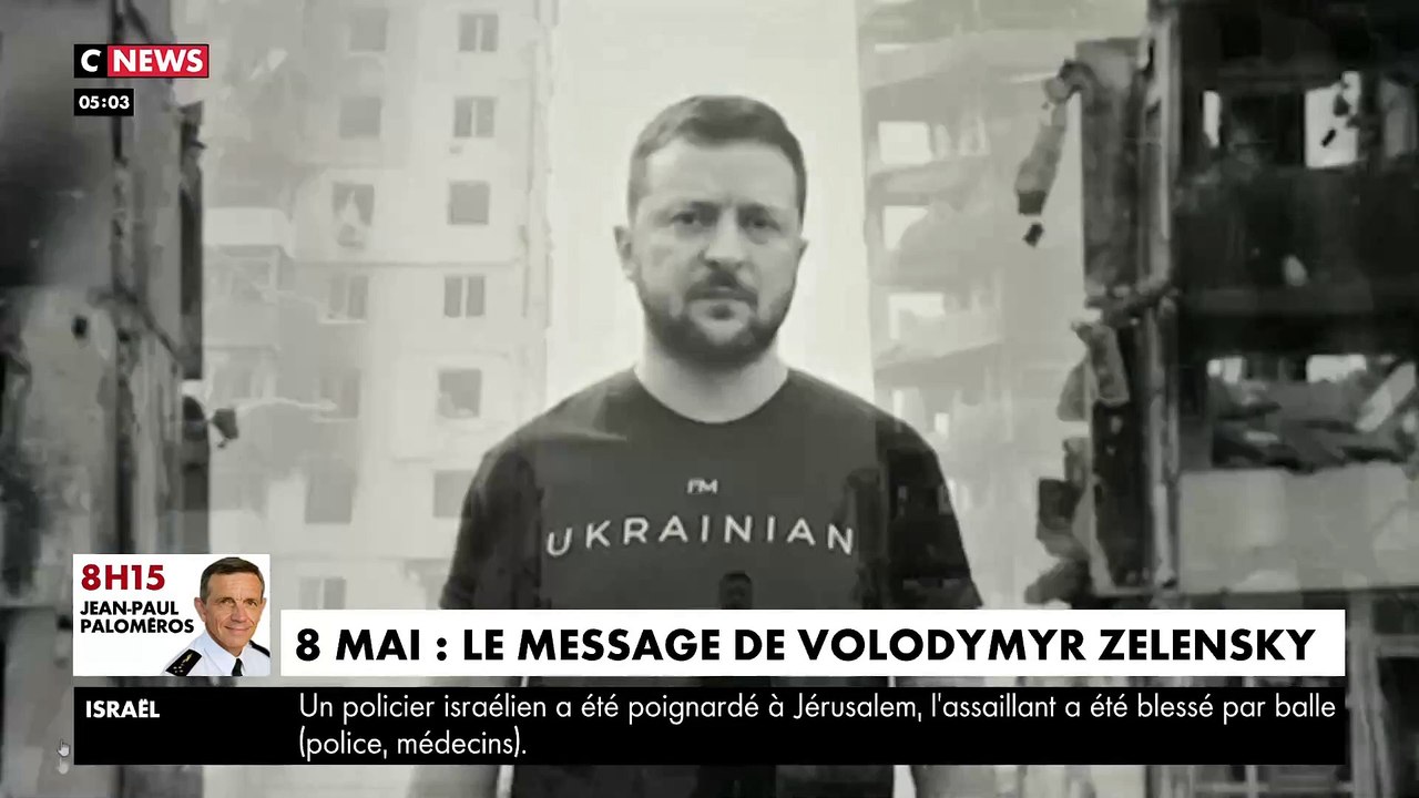Guerre en Ukraine : Dans un discours bouleversant, filmé en noir et blanc à l occasion du 8 mai, le président Volodymyr Zelensky dresse un parallèle entre l'invasion russe et les atrocités commises par les nazis