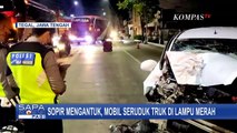 Mobil Seruduk Truk di Lampu Merah, Diduga Sopir Mengantuk Saat Menyetir!