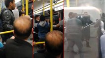 Metroda tekme tokat sigara içme kavgası
