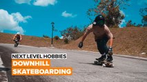 This young man masters downhill skateboarding