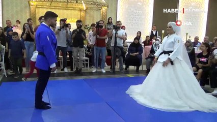 Siyah kuşak sahibi gelin damadı yerden yere vurdu