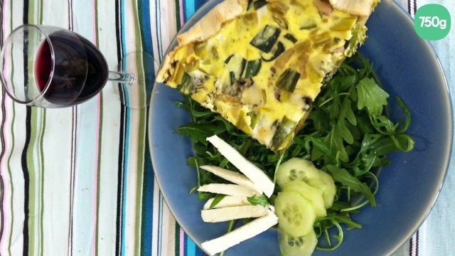 Quiche maison poireaux champignons au roquefort