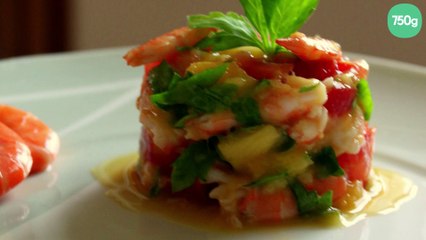 Salade de crevettte, mangue et tomate