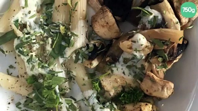 Pâtes poulet-champignons sauce estragon