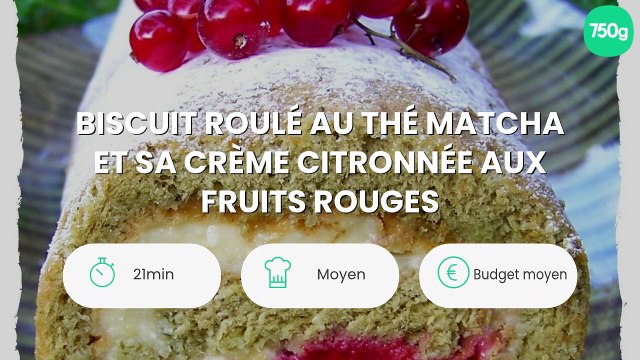 Biscuit roulé au thé Matcha et sa crème citronnée aux fruits rouges