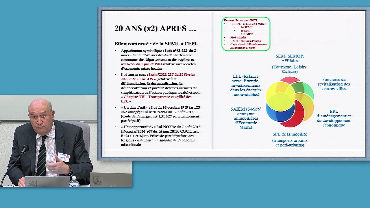 "SEM-SEMOP-SPL les sociétés au service du local", Lucien Rapp, Professeur de droit public, Université Toulouse 1 Capitole, Directeur scientifique de la chaire Sirius_@IDETCOM_40ans_décentralisation_10_L_Rapp