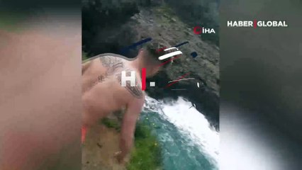 Kayalıklardan atladı felaketi yaşadı!