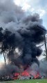 Incêndio: depósito de banheiros químicos pega fogo em Betim