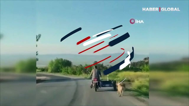 Manisa'nın Salihli ilçesinde cani sürücü, köpeği motosikletin arkasına bağlayıp sürükledi