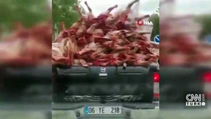 Kamyonet kasasında açıkta et taşıdılar! Ankara'da tepki çeken görüntüye inceleme